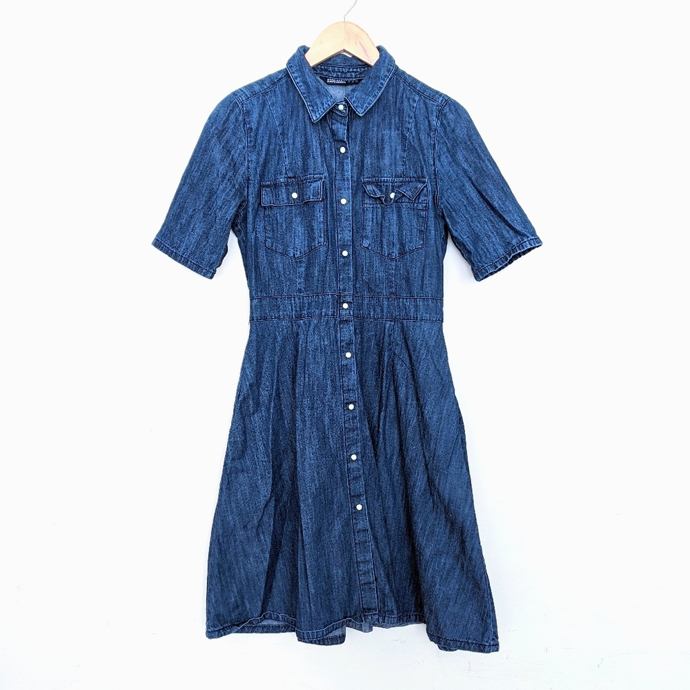 Zara denim collared snap dress